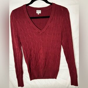 CIELO Burgundy Knit V-neck Long sleeve sweater sz M